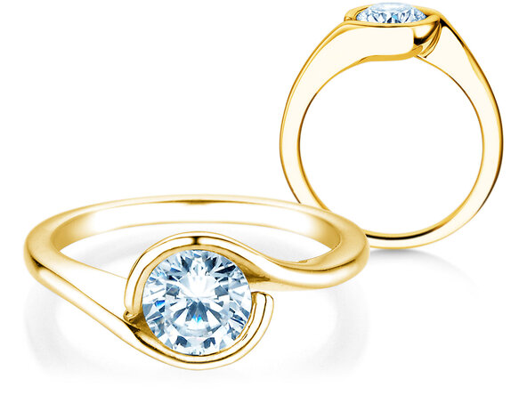 Bague de fiançailles Touch en 9K or jaune avec diamant 1,00ct H/SI