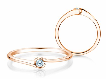 Bague de fiançailles Touch en 14K or rose avec diamant 0,04ct G/SI