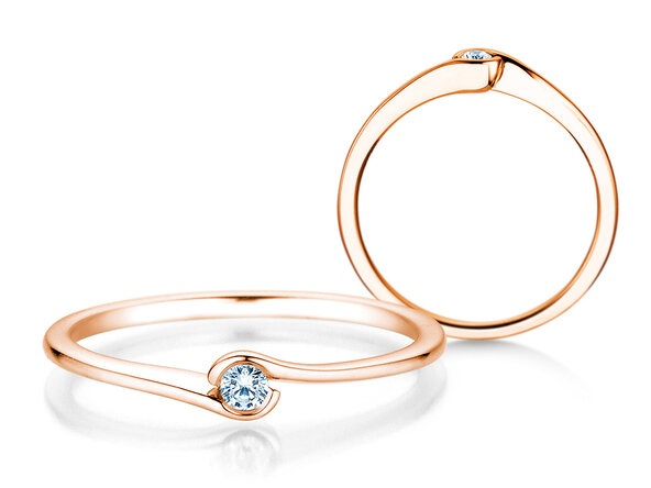 Bague de fiançailles Touch en 18K or rose avec diamant 0,04ct G/SI