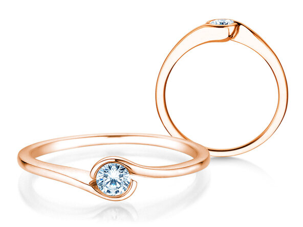 Bague de fiançailles Touch en 9K or rose avec diamant 0,13ct G/SI