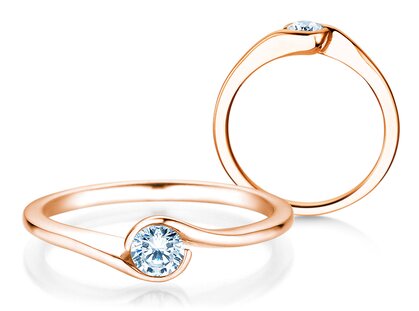 Bague de fiançailles Touch en 14K or rose avec diamant 0,30ct H/SI