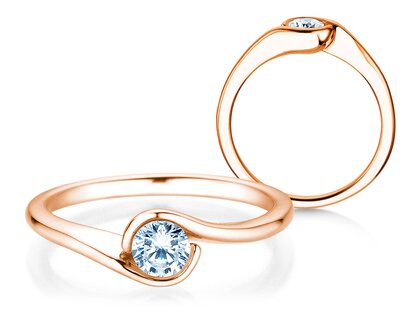 Bague de fiançailles Touch en 9K or rose avec diamant 0,50ct G/SI