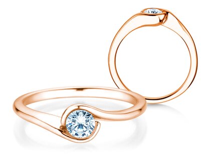 Bague de fiançailles Touch en 14K or rose avec diamant 0,50ct H/SI