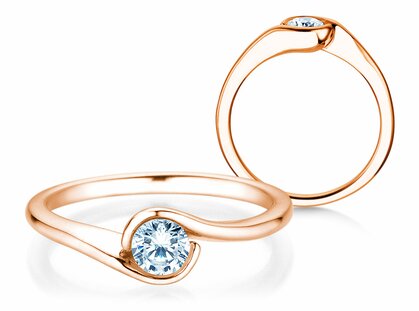 Bague de fiançailles Touch en 14K or rose avec diamant 0,50ct G/SI