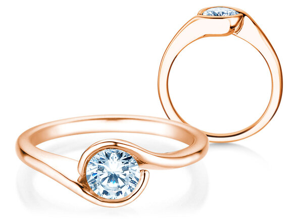 Bague de fiançailles Touch en 9K or rose avec diamant 0,75ct G/SI