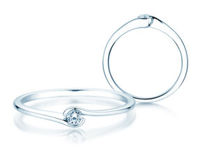 Bague de fiançailles Touch en Argent 925/- avec diamant 0,04ct G/SI