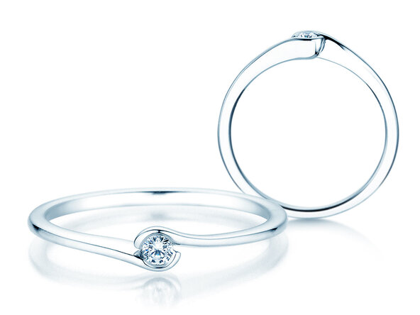 Bague de fiançailles Touch en Argent 925/- avec diamant 0,04ct G/SI