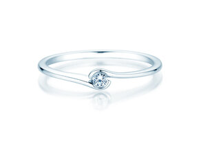 Bague de fiançailles Touch en Argent 925/- avec diamant 0,04ct G/SI