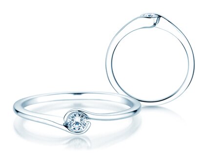 Bague de fiançailles Touch en 14K or blanc avec diamant 0,08ct D/IF