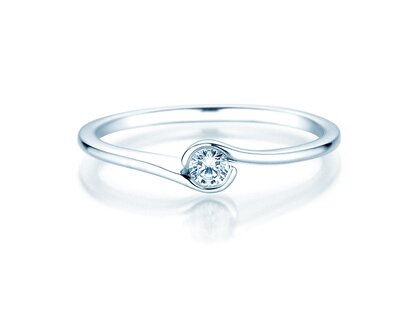 Bague de fiançailles Touch en 14K or blanc avec diamant 0,08ct D/IF