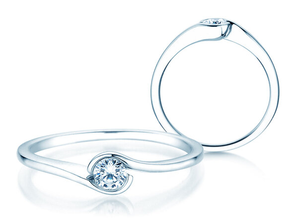 Bague de fiançailles Touch en 9K or blanc avec diamant 0,13ct G/SI