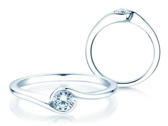 Bague de fiançailles Touch en 9K or blanc avec diamant 0,30ct H/SI