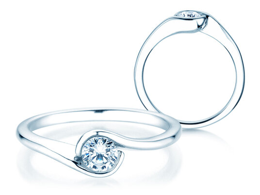 Bague de fiançailles Touch en 9K or blanc avec diamant 0,50ct H/SI