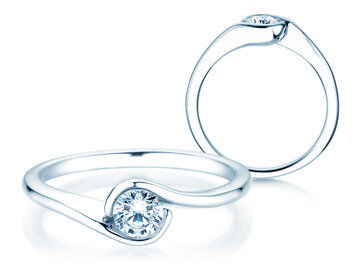 Bague de fiançailles Touch en 9K or blanc avec diamant 0,50ct H/SI
