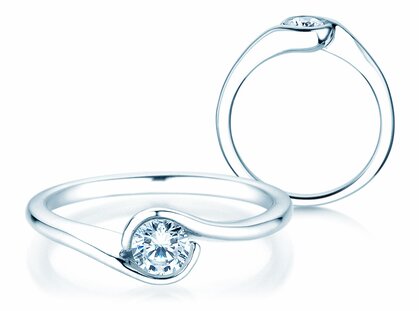 Bague de fiançailles Touch en 14K or blanc avec diamant 0,50ct G/SI