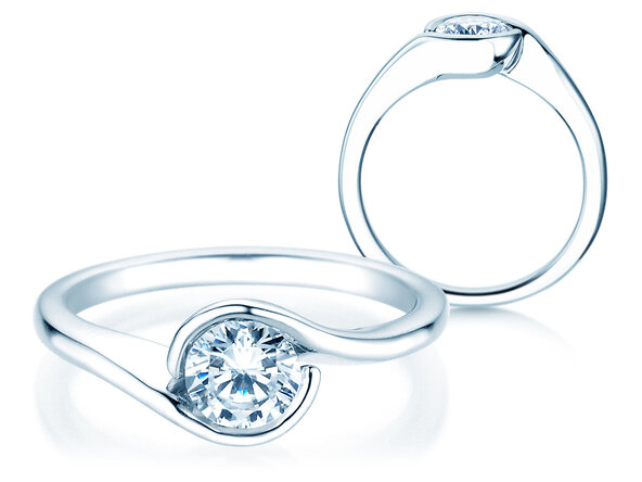 Bague de fiançailles Touch en 9K or blanc avec diamant 0,75ct G/SI