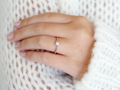 Bague de fiançailles Touch en 9K or blanc avec diamant 0,13ct G/SI