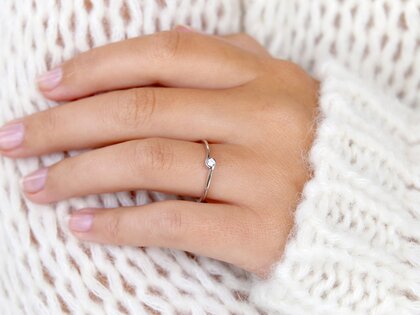 Bague de fiançailles Touch en 14K or blanc avec diamant 0,08ct D/IF