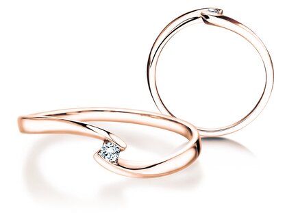 Bague de fiançailles Twist Petite dans 14K or rose avec diamant 0,04ct G/SI