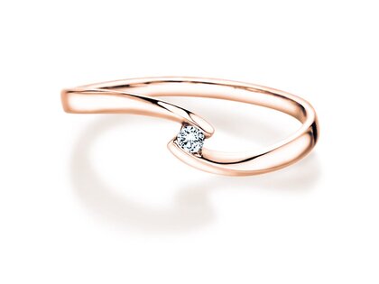 Bague de fiançailles Twist Petite dans 14K or rose avec diamant 0,04ct G/SI