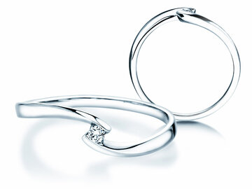 Bague de fiançailles Twist Petite dans 14K or blanc avec diamant 0,04ct G/SI