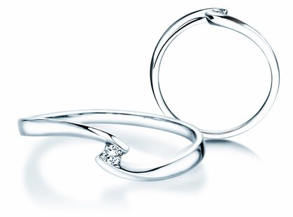 Bague de fiançailles Twist Petite dans 14K or blanc avec diamant 0,04ct G/SI