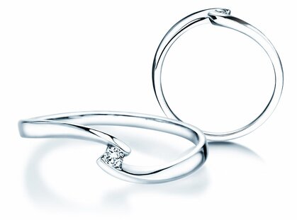 Bague de fiançailles Twist Petite dans 14K or blanc avec diamant 0,04ct