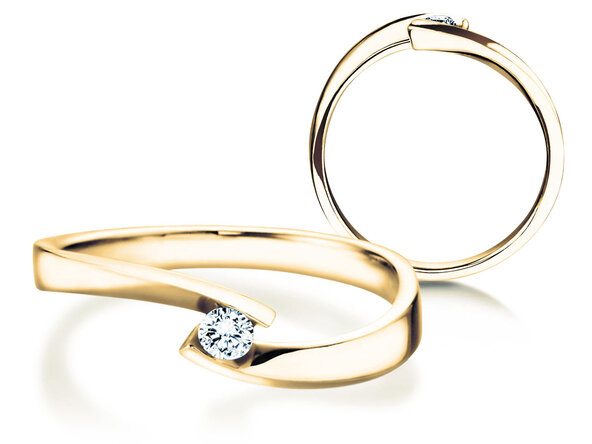 Bague de fiançailles Twist Petite dans 14K or jaune avec diamant 0,09ct G/SI