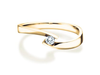 Bague de fiançailles Twist Petite dans 14K or jaune avec diamant 0,09ct G/SI
