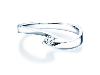 Bague de fiançailles Twist Petite dans 14K or blanc avec diamant 0,09ct G/SI