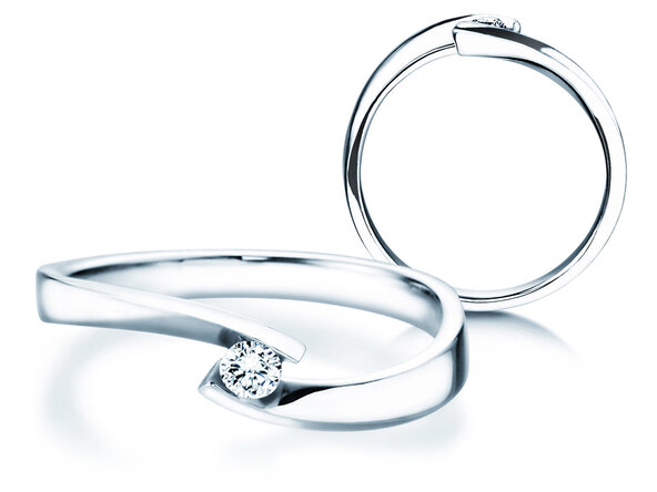 Bague de fiançailles Twist Petite dans 14K or blanc avec diamant 0,09ct G/SI
