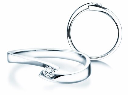 Bague de fiançailles Twist Petite dans 14K or blanc avec diamant 0,09ct G/SI