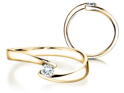 Bague de fiançailles Twist Petite dans 14K or jaune avec diamant 0,13ct G/SI