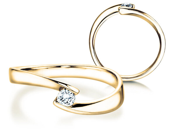 Bague de fiançailles Twist Petite dans 14K or jaune avec diamant 0,13ct G/SI