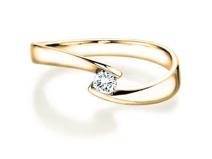 Bague de fiançailles Twist Petite dans 14K or jaune avec diamant 0,13ct G/SI