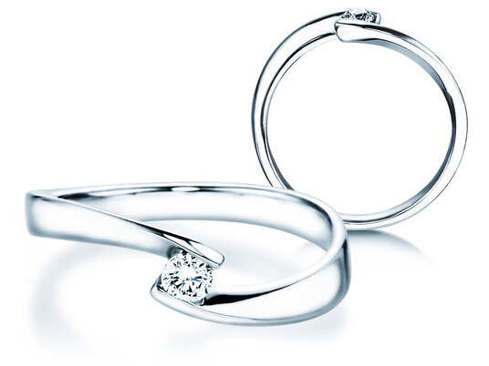 Bague de fiançailles Twist Petite dans 14K or blanc avec diamant 0,13ct G/SI