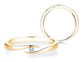 Bague de fiançailles Twist en 9K or jaune avec diamant 0,03ct G/SI