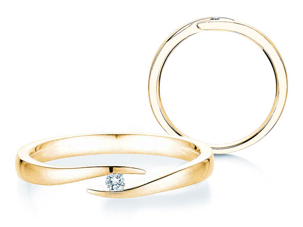 Bague de fiançailles Twist en 18K or jaune avec diamant 0,03ct H/SI