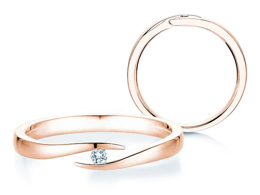 Bague de fiançailles Twist en 9K or rose avec diamant 0,03ct