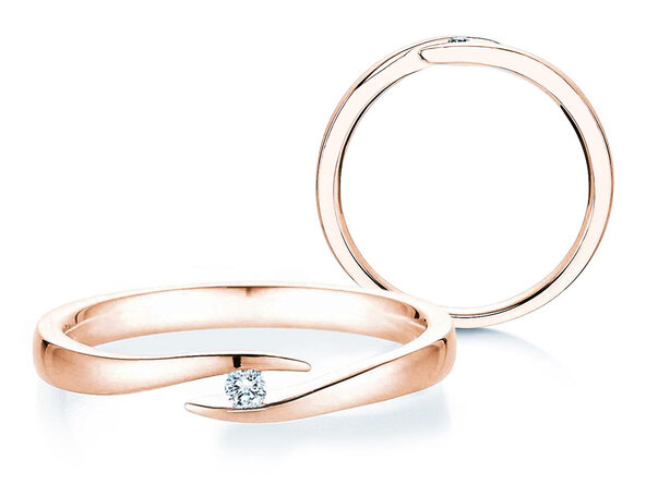 Bague de fiançailles Twist en 9K or rose avec diamant 0,03ct