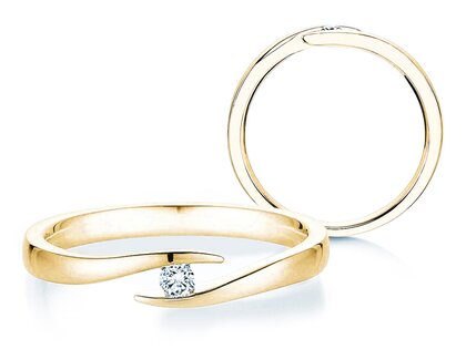Bague de fiançailles Twist dans 14K or jaune avec diamant 0,05ct G/SI