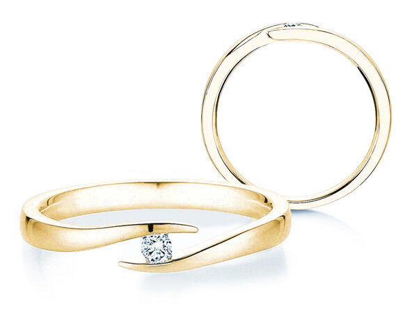 Bague de fiançailles Twist dans 14K or jaune avec diamant 0,05ct G/SI
