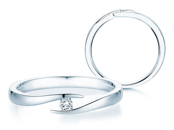 Bague de fiançailles Twist dans Argent 925/- avec diamant 0,05ct H/SI
