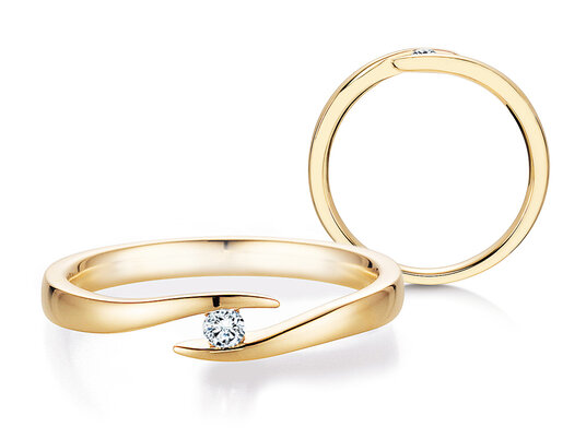 Bague de fiançailles Twist dans Argent 925/- avec diamant 0,03ct H/SI