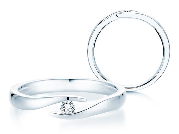 Bague de fiançailles Twist dans 14K or blanc avec diamant 0,07ct H/SI