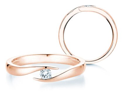Bague de fiançailles Twist dans 18K or rose avec diamant 0,15ct G/SI