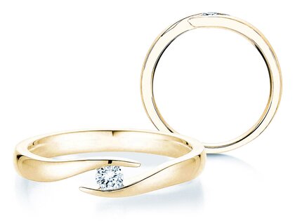 Bague de fiançailles Twist dans 14K or jaune avec diamant 0,15ct G/SI