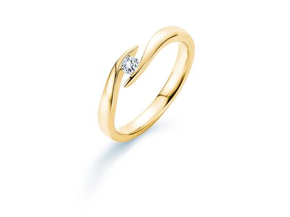 Bague de fiançailles Twist dans 18K or jaune avec diamant 0,10ct H/SI