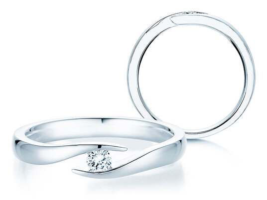 Bague de fiançailles Twist dans Argent 925/- avec diamant 0,15ct G/SI