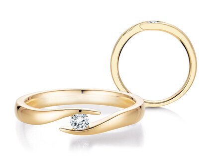 Bague de fiançailles Twist dans 14K or jaune avec diamant 0,10ct H/SI